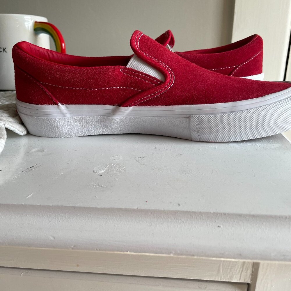 NWT Red Suede Slip on Vans